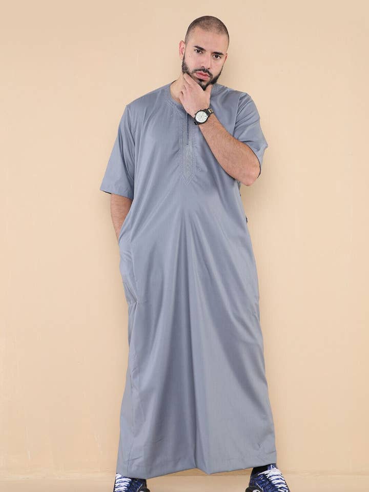 Infinity Leather (Upperclass Fashions Ltd) - Vente Peignoir – homme - Thobe pour homme islamique marocain et saoudien avec fermeture éclair – Robe kaftan arabe14