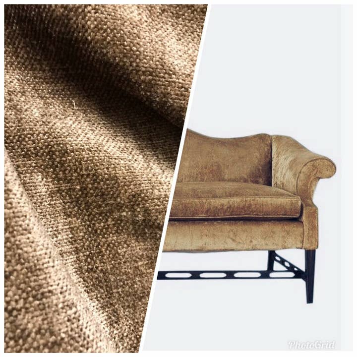 Tissu d'ameublement design en velours chenille - Marron Camel - By The Yard pour la vente par Fancy Styles Fabric