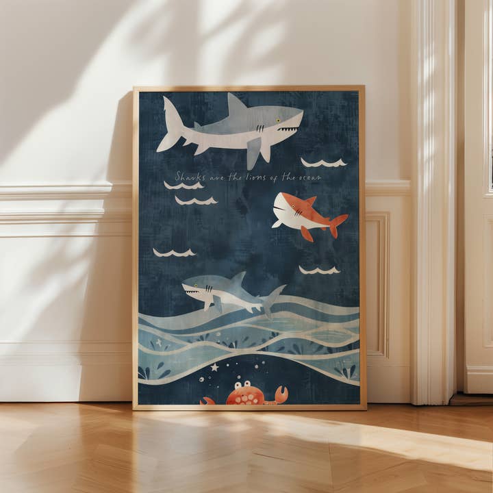 Seven Icons Store – wholesale Väggdekor - Barn och baby – Sharks Nursery Sea Life affischtryck