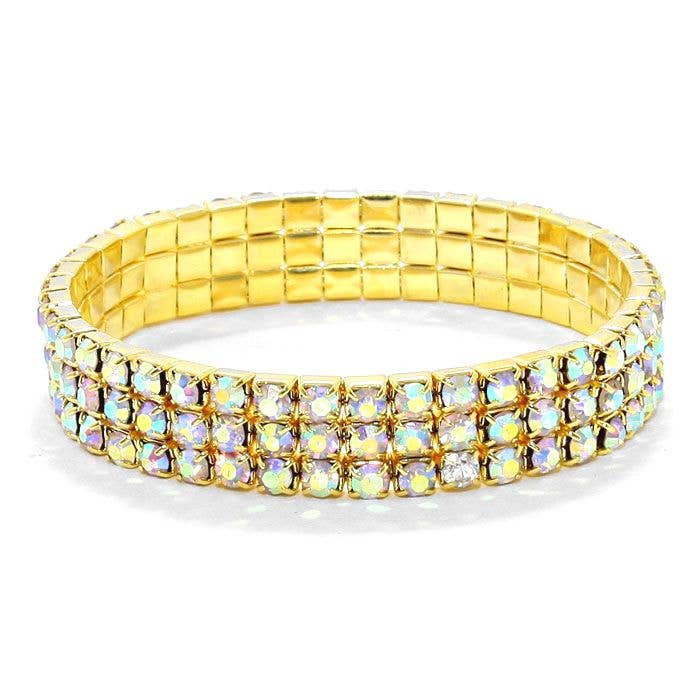 Diacly - Wholesale Tennis Bracelet - 3 Row Strand Line Stretch Rhinestone Bracelet4