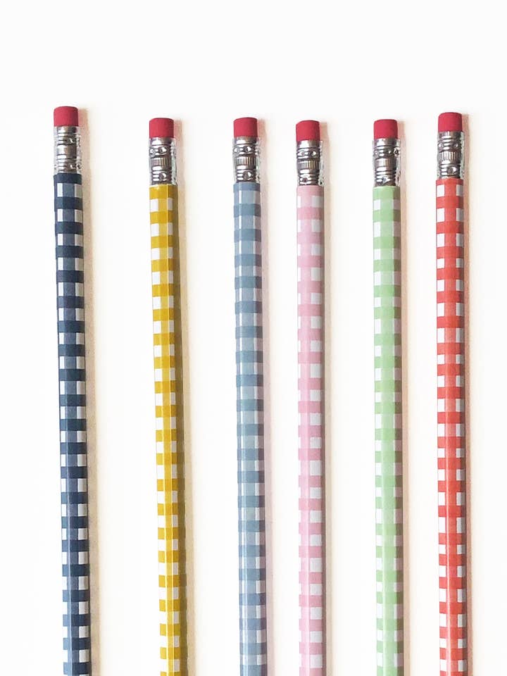 Set di 6 matite acquerellabili Gingham — Cancelleria elegante per la vendita all'ingrosso da parte di Artistry Cards
