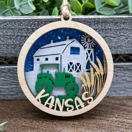 3D Kansas Ornament for wholesale by Mile High Gifts
