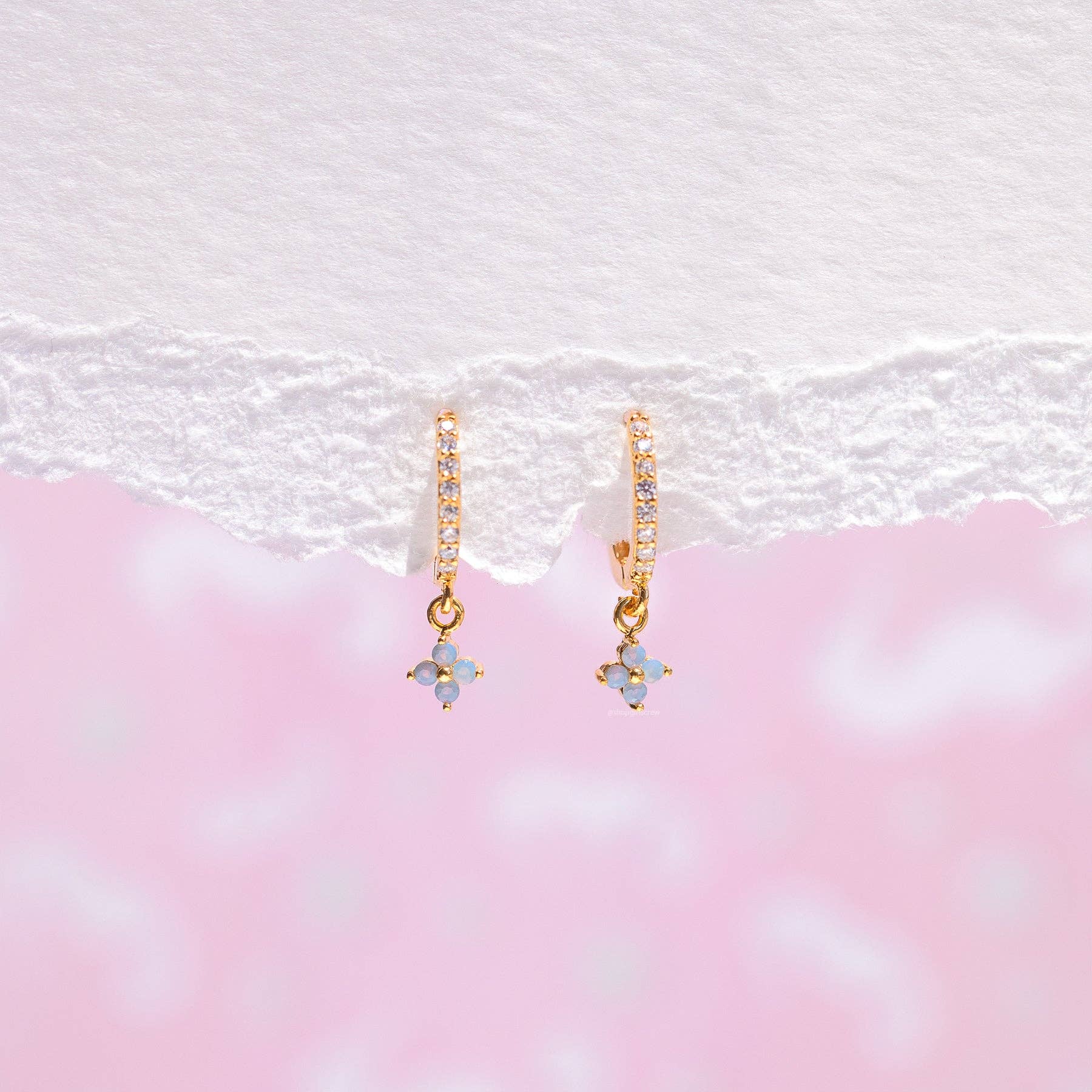 Girls Crew - Wholesale Dangle Earrings - Blue Blossom Love Dangle Hoops11