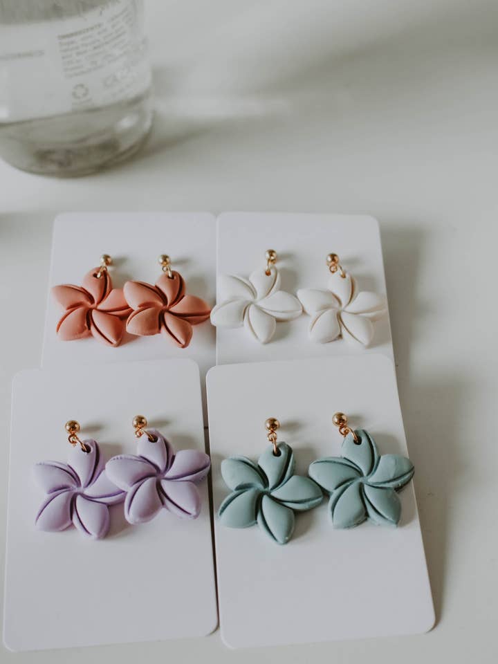 Plumeria Flower Dangle Earring for wholesale by Kindness&Honey