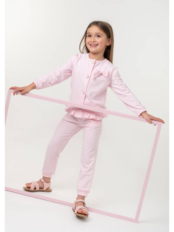 Caramelo Kids - Fashion Collection - Wholesale Top & Leggings Set - Kids - Elevated Essentials Pearl Bow Cardigan Set