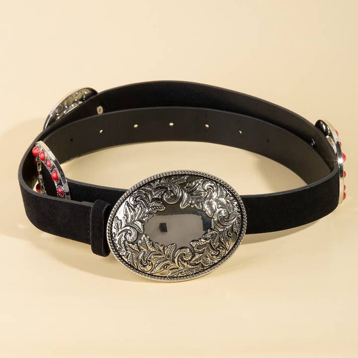 Anarchy Street - Wholesale Belt - Women's - Concho Buckle Detail Western Vegan Leather Belt6