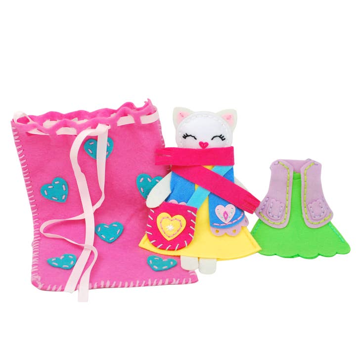 Fainotoys - Wholesale Toy Set - Kids - APLI Krapli - APLI Krapli Sewyourself Felt Toy Kit Toy Cat Precut Felt Stuffing Thread & Safe Needle Ages 6+3