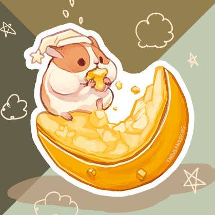 Autocollant en vinyle Moon Maker Hamster pour la vente par Thousand Skies