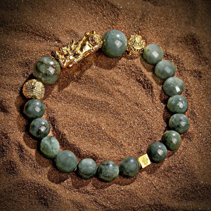 FULFILLMENT OF POTENTIAL - JADE DRAGON FENG SHUI BRACELET for wholesale by Karma And Luck
