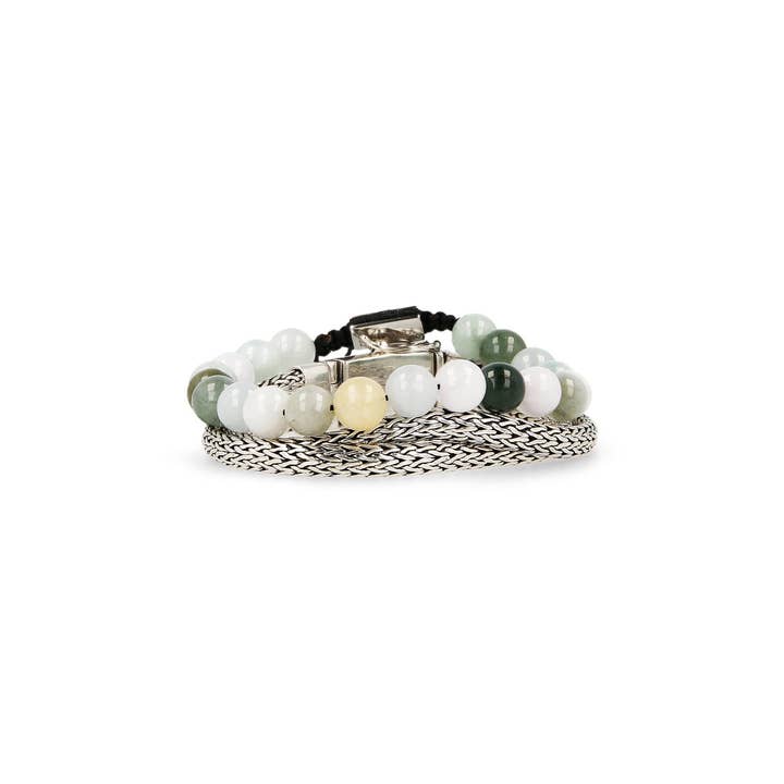 Bhoma - Mens Designer Jewelry - Wholesale Jewelry - Men's - Monday Stack: Mens Jade Beaded Bracelet & Sterling Silver Chain9
