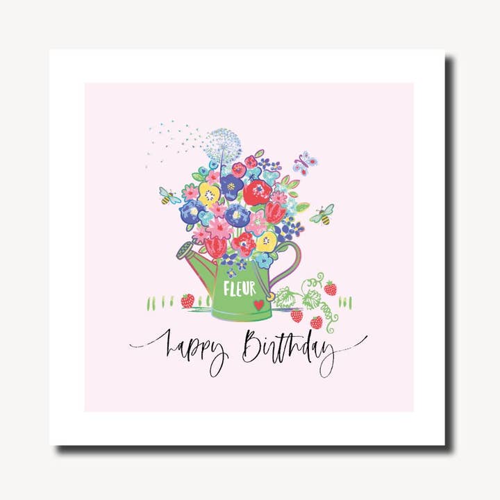 Pretty Lilly Gießkanne, quadratische Grußkarte für den Großhandel von Marina B