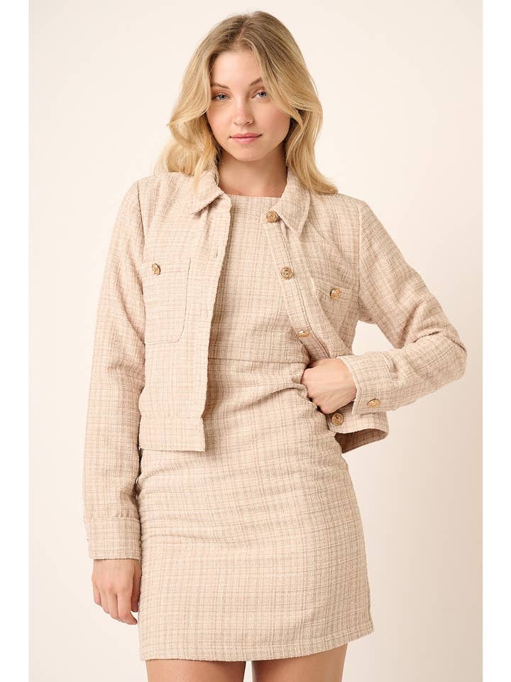 mittoshop - Wholesale Jacket - Women's - TWEED COLLARED CROP JACKET1