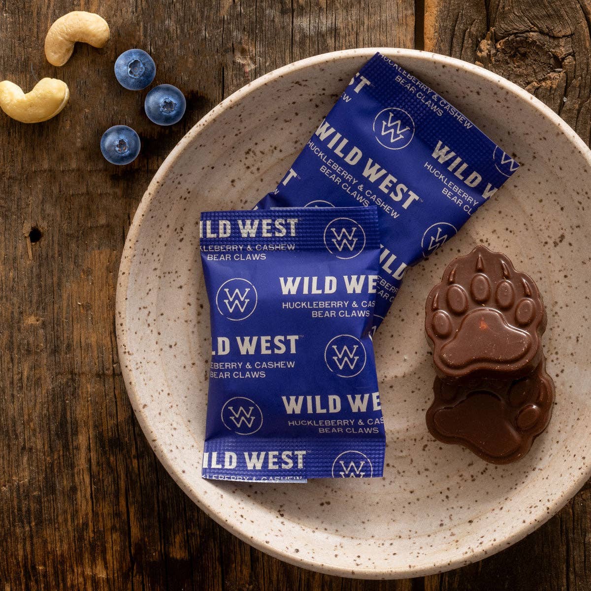 Wild West Chocolate - Wholesale Chocolate Covered Sweets - Huckleberry & Cashew Bear Claws Master Case4