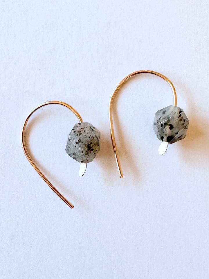 14k Gold Filled Wire Hook Earrings - Black Rutilated Quartz for wholesale by Found & Feral