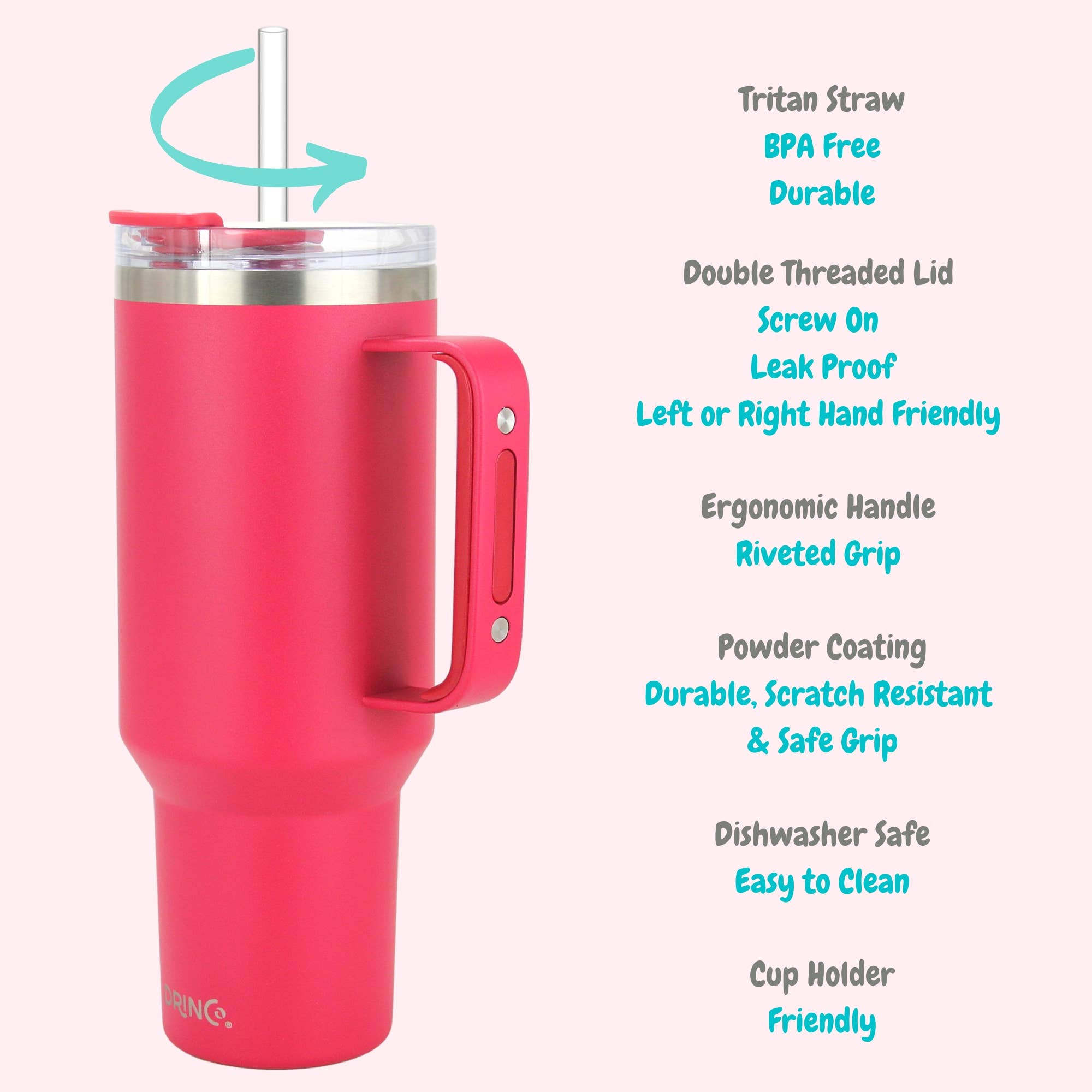 Drinco - Vendita all'ingrosso Bicchiere/tazza termica - Bicchiere termico Drinco BigSur da 40 oz e 30 oz con manico, cannuccia e coperchio flip39