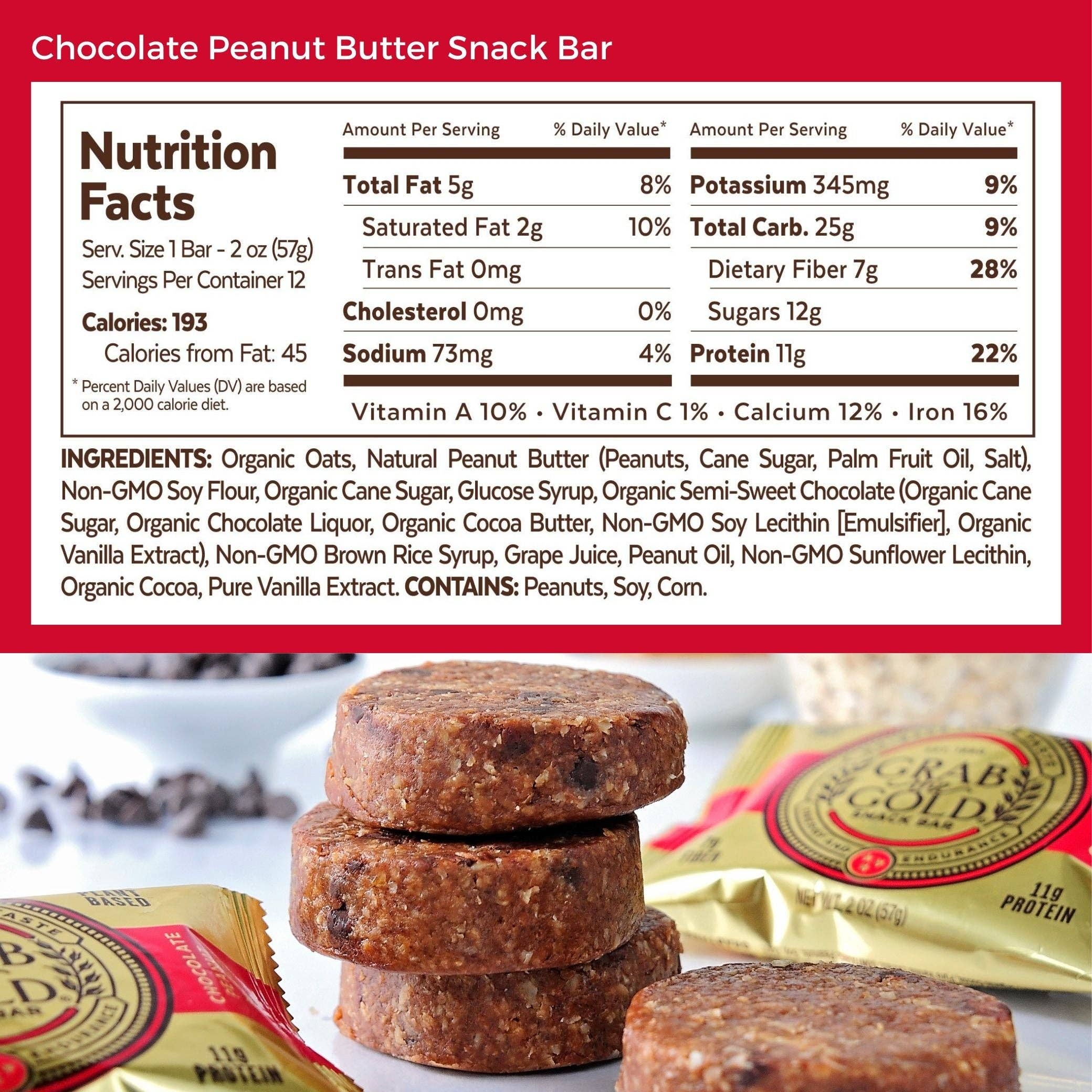 Grab The Gold - Wholesale Snack Bar - 12 Snack Bars - Chocolate Peanut Butter2