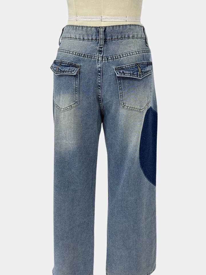 BLUE Wide-Leg Casual Denim Pants for wholesale on Faire5