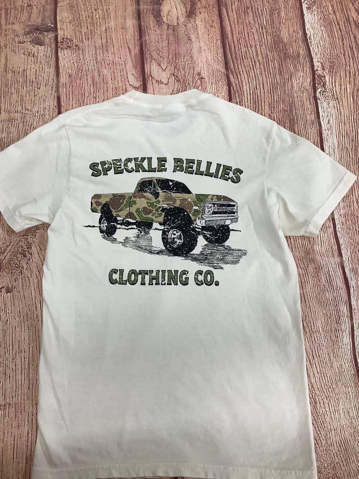 Speckle Bellies Clothing Company - Wholesale Screen Printed T-Shirt - Unisex - Camo Truck