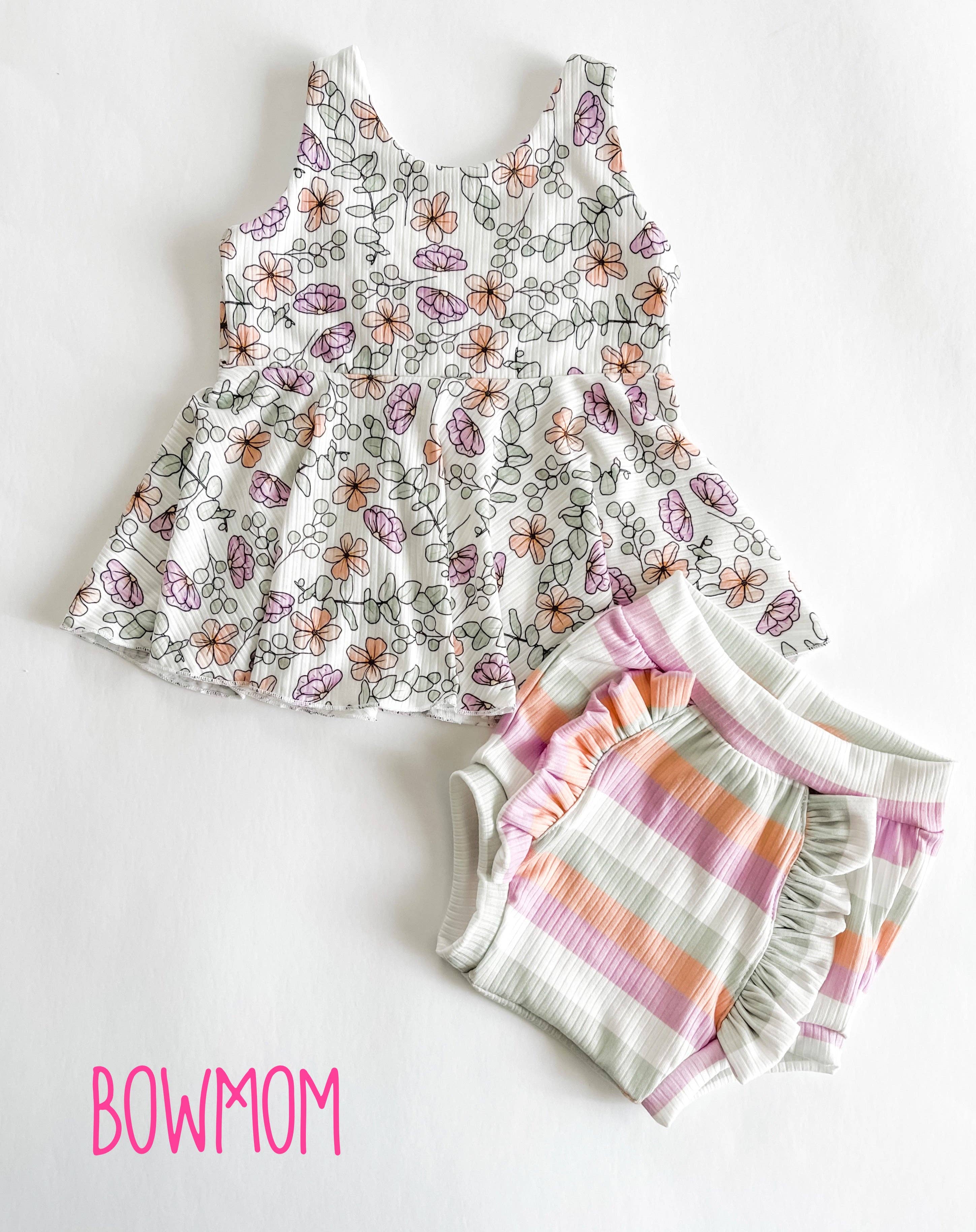 BowMom – wholesale Top & short set – Kids – Eucalyptus Stripes Bottoms ONLY