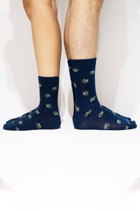 Naïve - Wholesale Socks - Unisex - SHORT BLUE FOOTPRINT SOCK1