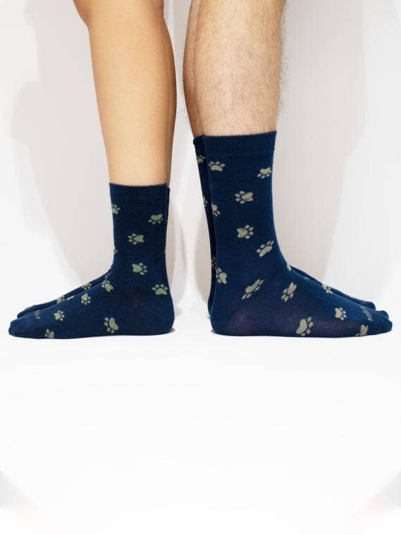 Naïve - Wholesale Socks - Unisex - SHORT BLUE FOOTPRINT SOCK1