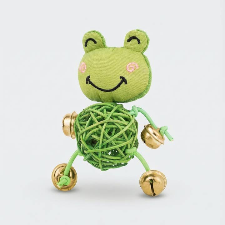 Jouet pour chat en forme de grenouille verte avec balle à la cataire pour la vente par Silver Paw