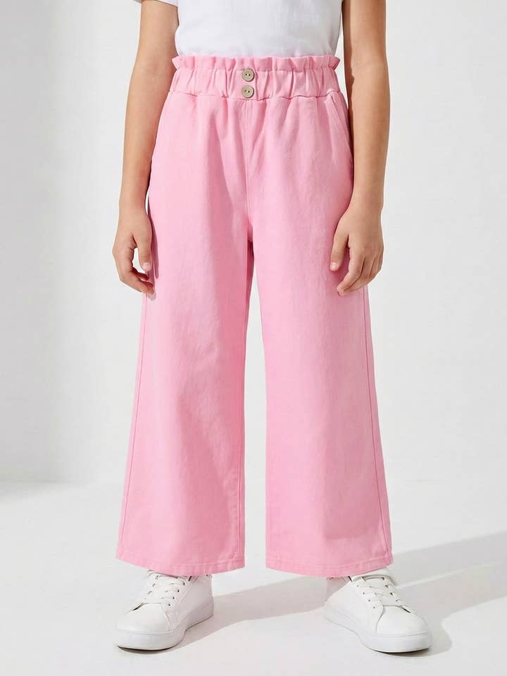Pantalon ample en coton à taille haute élastiquée pour fille pour la vente par MINI MIGNON PARIS