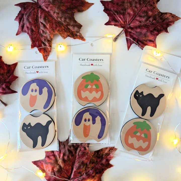 Sweet Bean Candle Collective - Wholesale Car Coaster - Unisex - Halloween Sugar Cookie Car Coasters