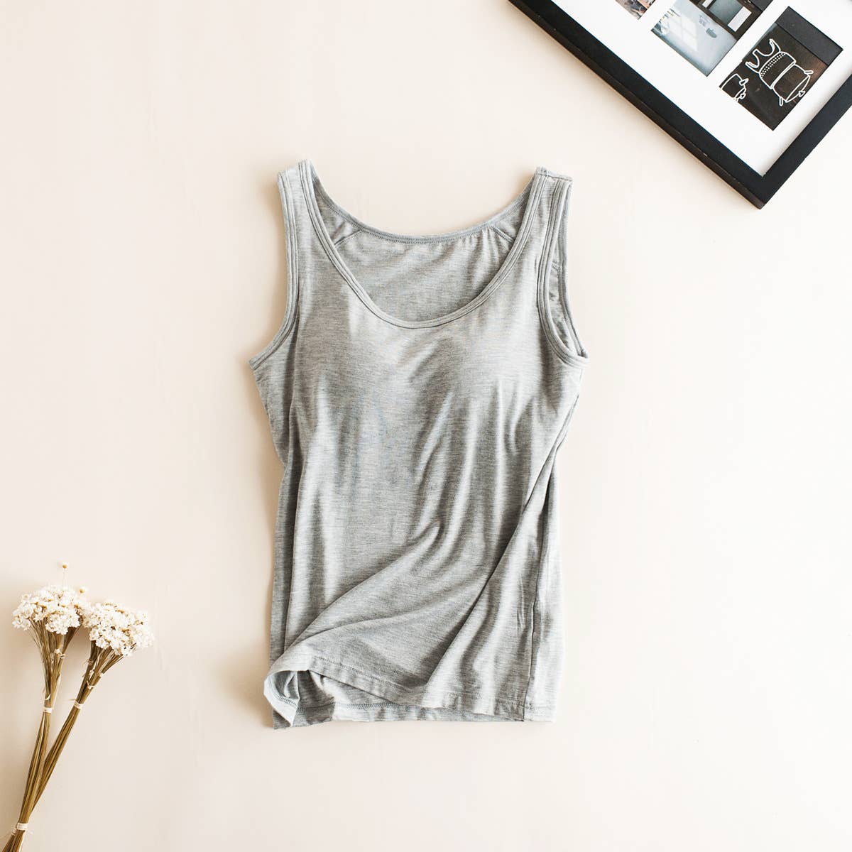 HIDDENBRAND - Wholesale Tank Top - Women's - Essential Basic Soft Modal tank top w built in bra3
