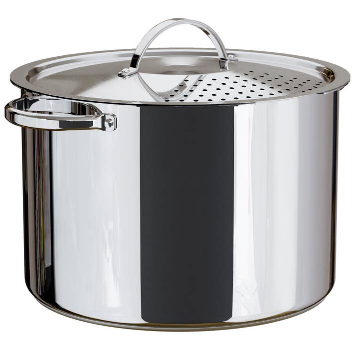 Cooler Kitchen - Wholesale Cooking Pot - Stainless Steel Pasta Pot with Locking Strainer Lid