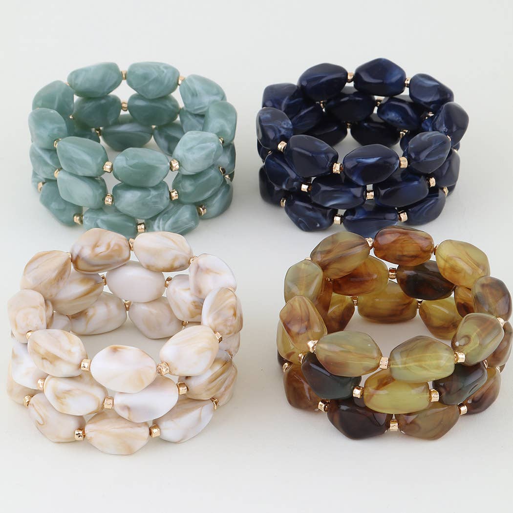 3AM BY H&D ACCESSORIES - Wholesale Beaded Bracelet - Abstract Marble Stone Beaded Bracelet6
