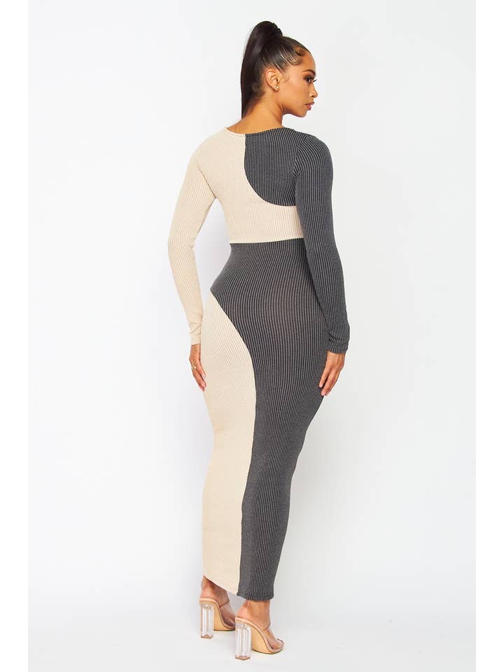 Boswell - Wholesale Dress - Women's - COLOR BLOCK MAXI DRESS3