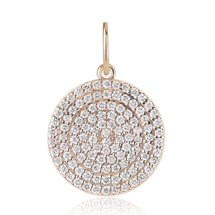 Middelgrote Diamanten Schijf Bedel voor wholesale door Rachel Reid Jewelry