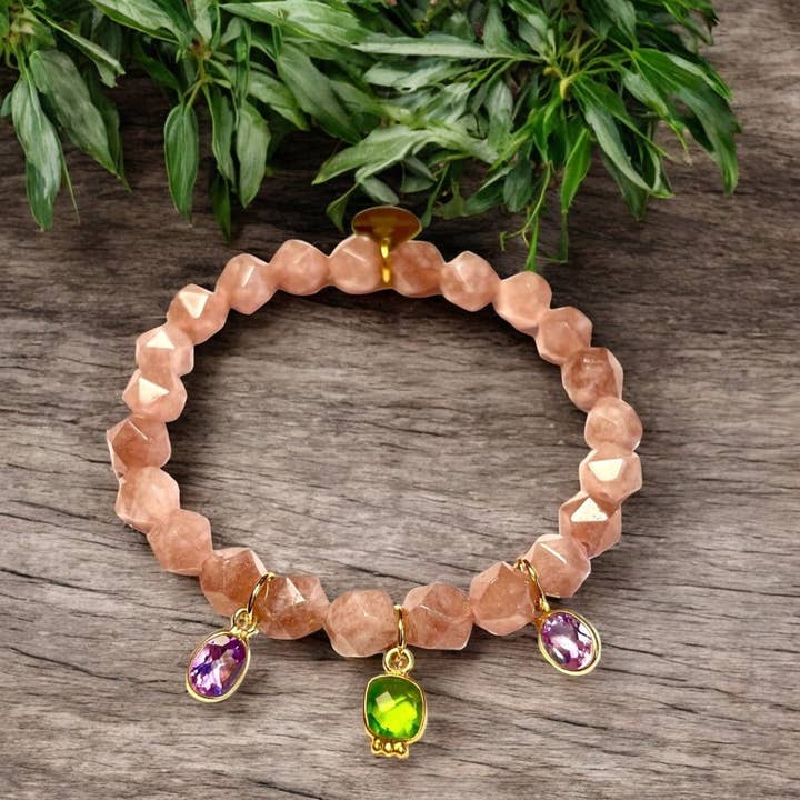"LANAI" Bracelet - Peridot Agate and Gold-plated Amethyst for wholesale by TOURMALYN