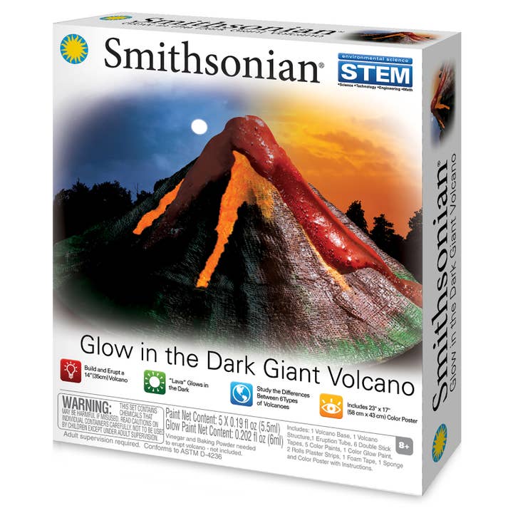 Toysmith - Wholesale DIY Craft Kit - Kids - Smithsonian Glow in the Dark Giant Volcano