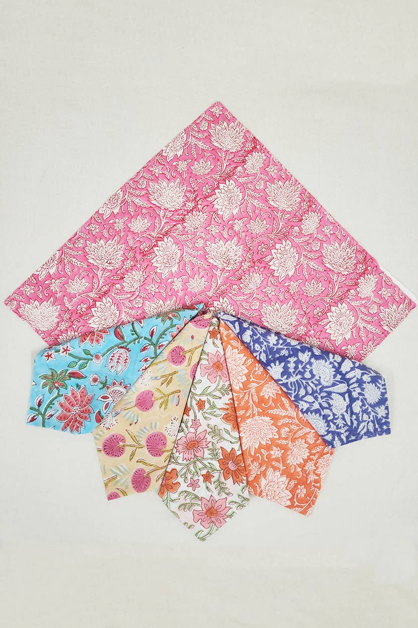 Sevya Handmade - Wholesale Dinner & Cloth Napkin - Floral Block Print Napkins, Set of 67
