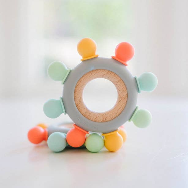 Bannor Toys - Wholesale Teether (Not Clip-On) - Baby - Captains Wheel Wood + Silicone Baby Teething Toy