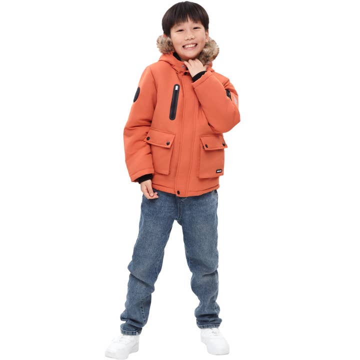 Rokka & Rolla - Wholesale Parka - Kids - Boys' Winter Coat with Faux Fur Hood Parka Jacket14