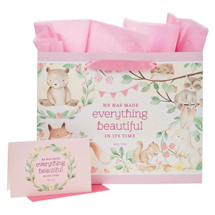 Everything Beautiful Large Gift Bag & Card- Eccles 3:11 for wholesale by Christian Art Gifts
