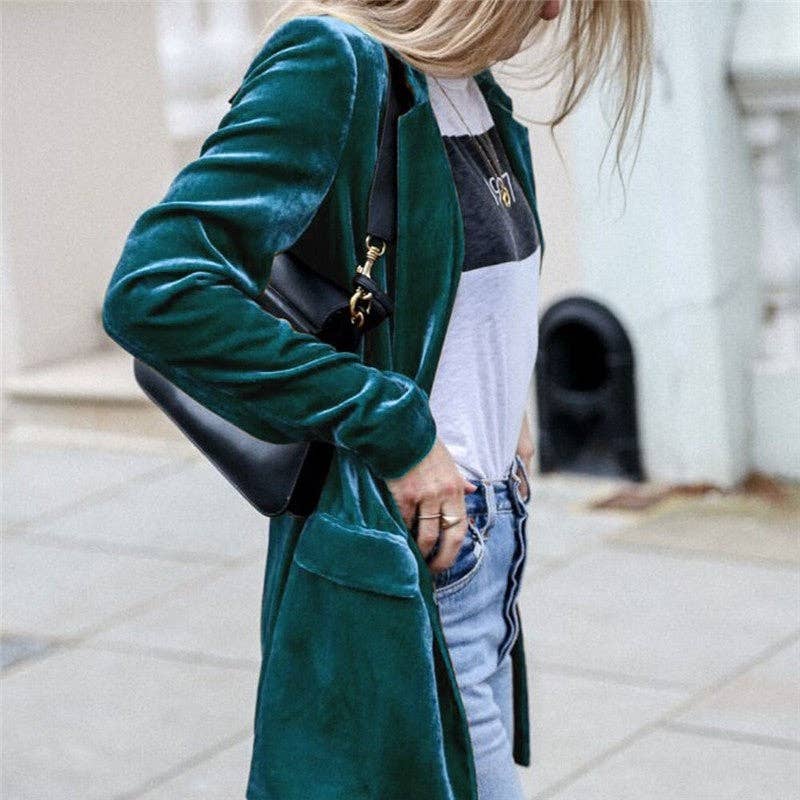 Plush Looks – wholesale Blazer - Dam – Enfärgad sammetskavaj3