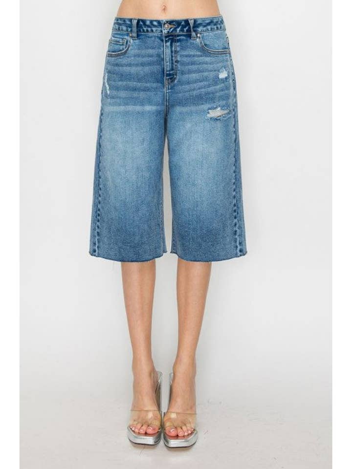 RAW HEM BERMUDA DENIM SHORTS for engroshandel hos ITSSY