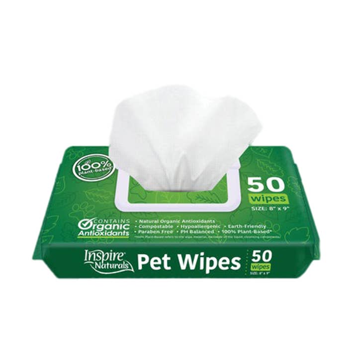 Inspire - Vente Produit de toilettage – chien - Lingettes pour animaux de compagnie Inspire Naturals, 50 unités
