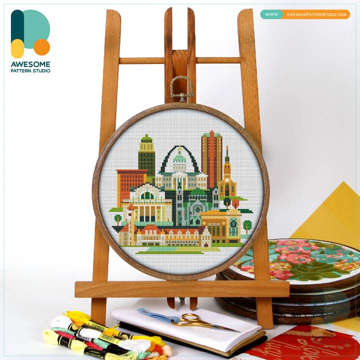 CS949 Saint Louis, Missouri, États-Unis, kit de point de croix compté pour la vente par Awesome Pattern Studio