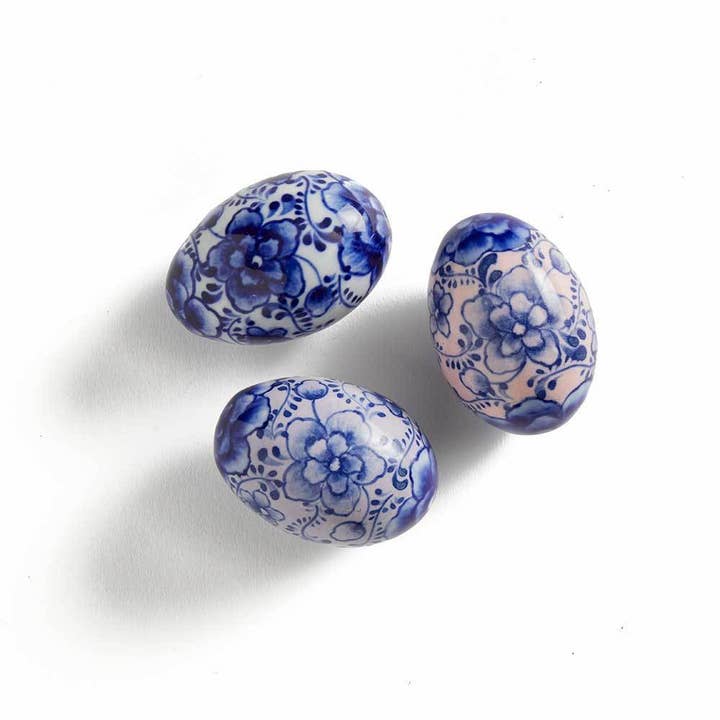 Indigo Bloom Ceramic Easter Eggs - Set of 3 for wholesale by SERRV International