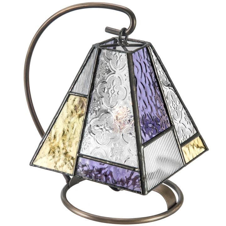 J Devlin Glass Art & Bert Anderson Collection - Wholesale Accent/Desk Lamp - Purple Stained Glass Accent/Desk Lamp or Night Light