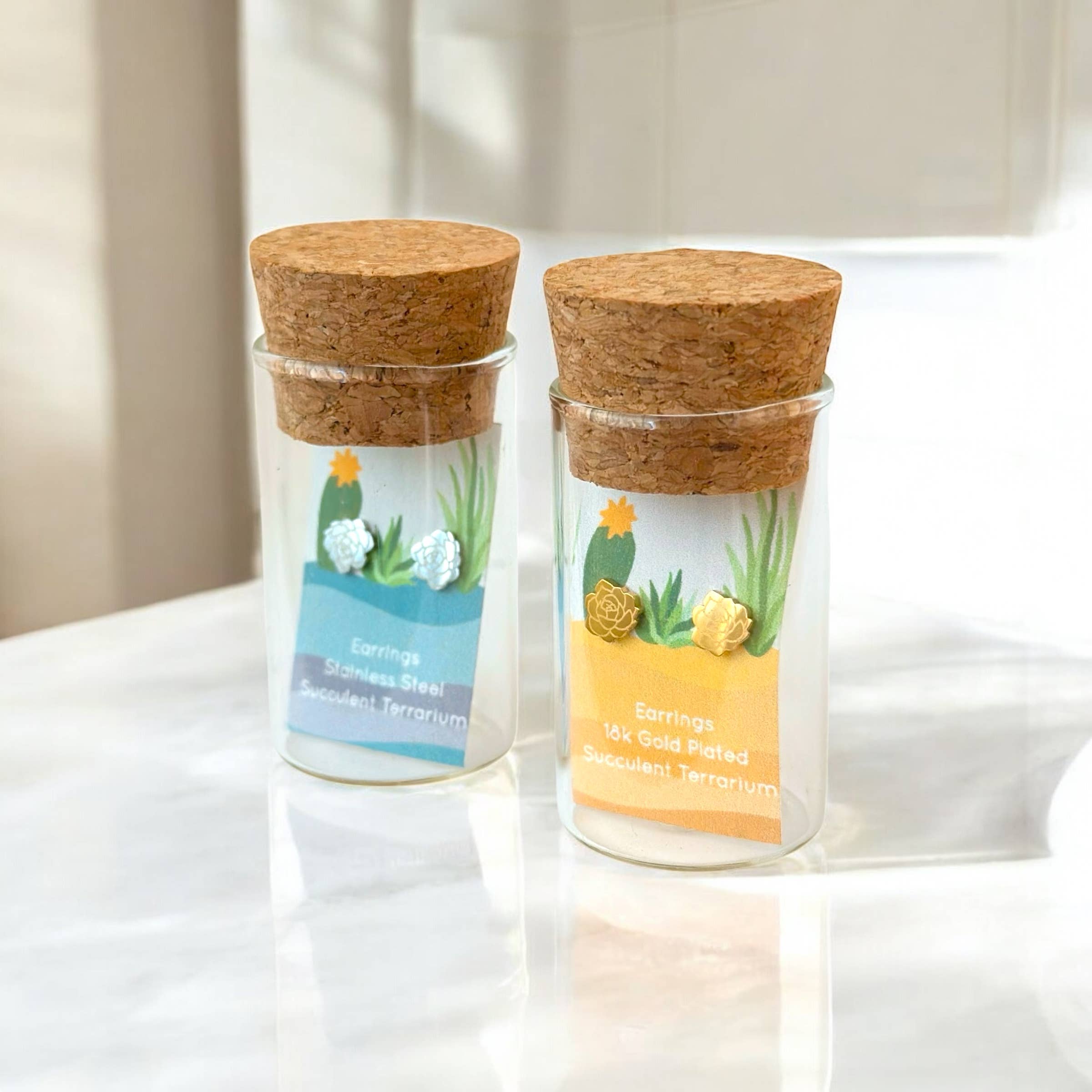 Dainty Little Tiny Things - Vente Clous d'oreille - Petites Choses Délicates | Terrarium Succulent | Boucles d'Oreilles2
