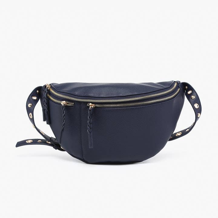 Jen & Co. - Wholesale Crossbody Bag - Women's - M2548 Nova Studded Sling Bag w/ Braided Zippers