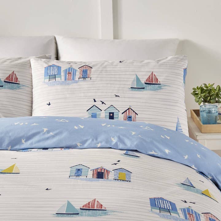 UW Home – wholesale Bedding set – Beach Huts Duvet Cover Set by Fusion in Blue2