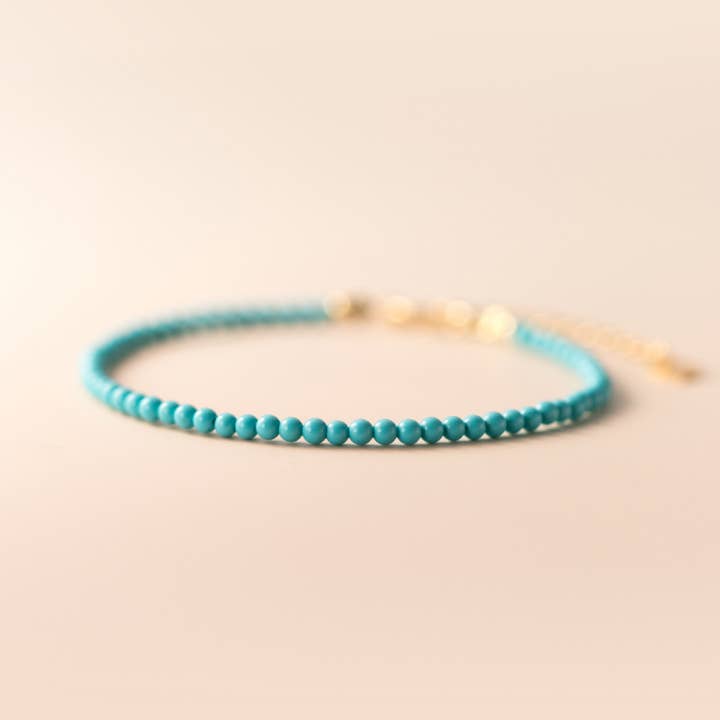 Blue Turquoise Bead Stacking Bracelet in 925 Sterling Silver for wholesale by Perimade & Co. LLC