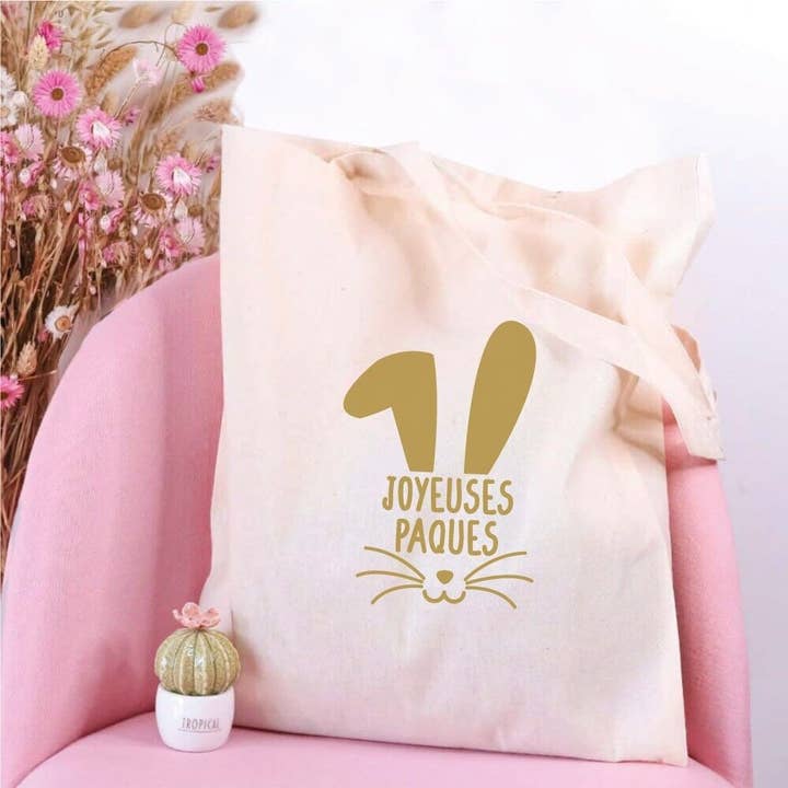 Large tote bag “Easter bunny head” for wholesale by Ourson Câlin